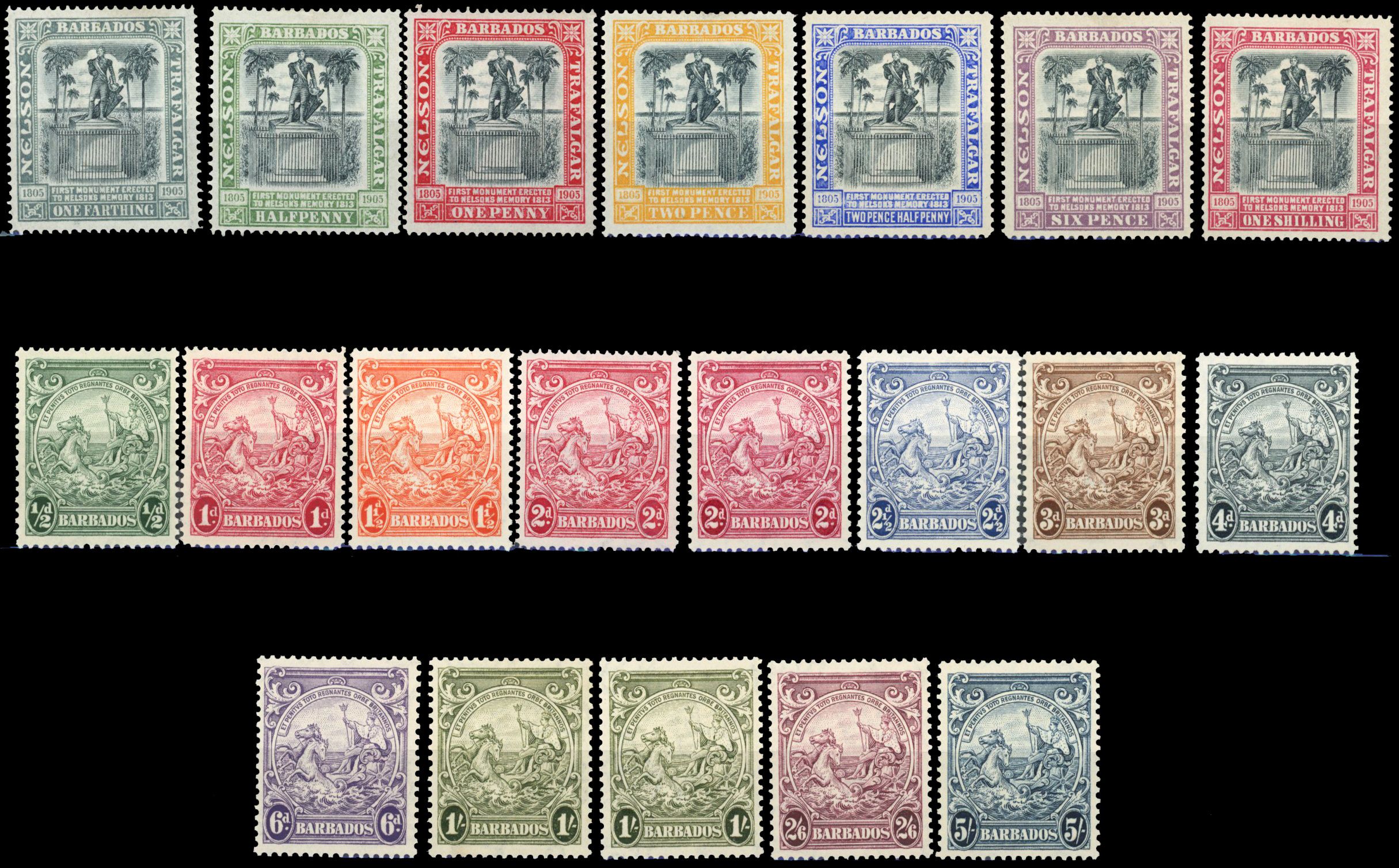 Stanley Gibbons BARBADOS N°145 / 151 Individuel Neuf avec gomme
