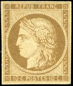 Yvert et Tellier Cérès 1849 1850 N°1a Individuel Neuf avec gomme