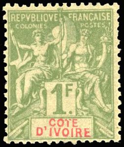 Yvert et Tellier COTE D'IVOIRE N°1 / 13 Individuel Neuf avec gomme