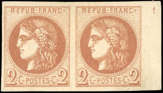 Yvert et Tellier Emission de Bordeaux 1870 1871 N°40B Paire Neuf avec gomme