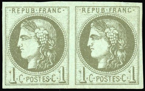 Yvert et Tellier Emission de Bordeaux 1870 1871 N°39A Paire Neuf avec gomme