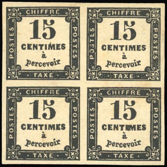 Yvert et Tellier Timbres-Taxe N°3 Bloc de 4 Neuf avec gomme