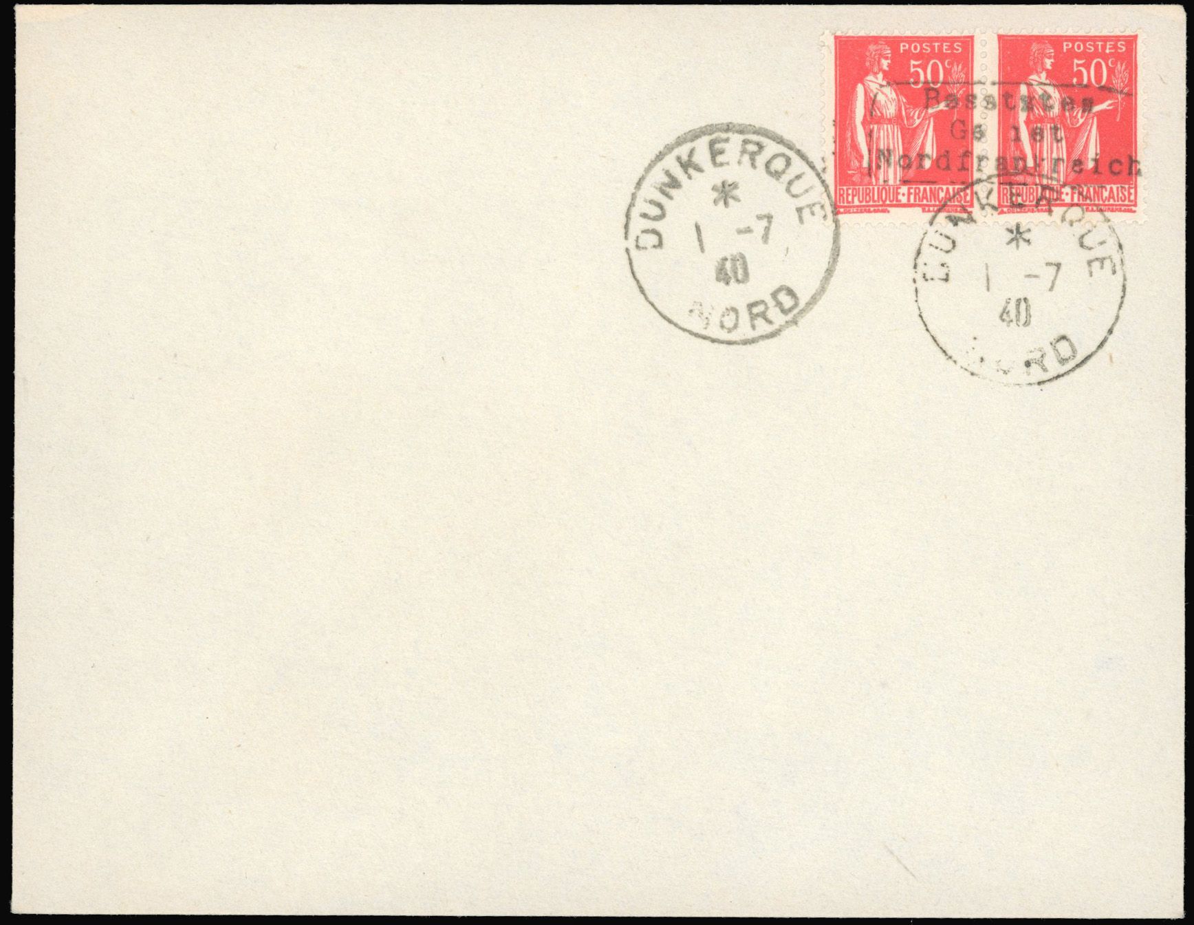Yvert et Tellier Timbre de guerre N°283FRANCE Paire Oblitéré