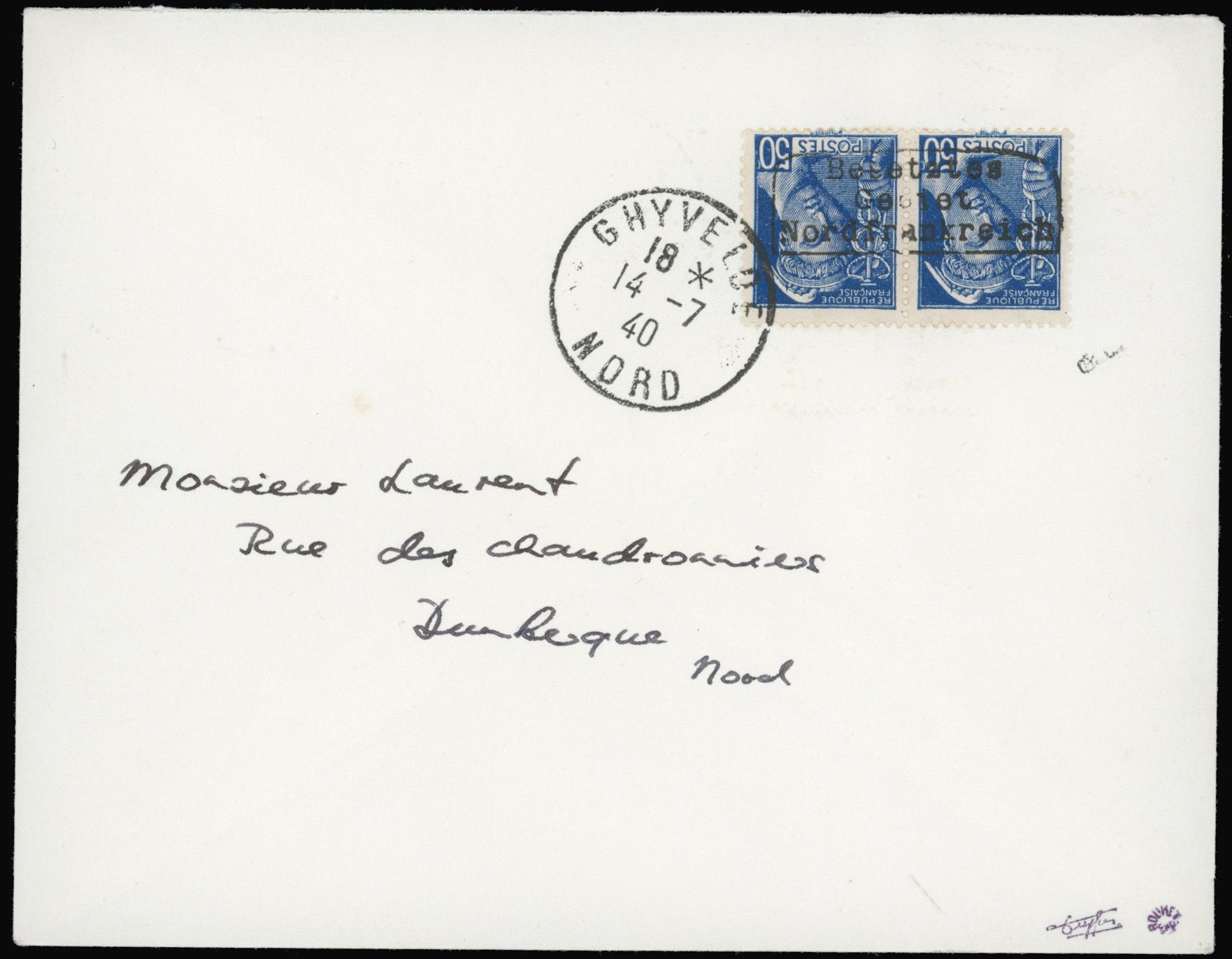 Yvert et Tellier Timbre de guerre N°4 Paire Oblitéré