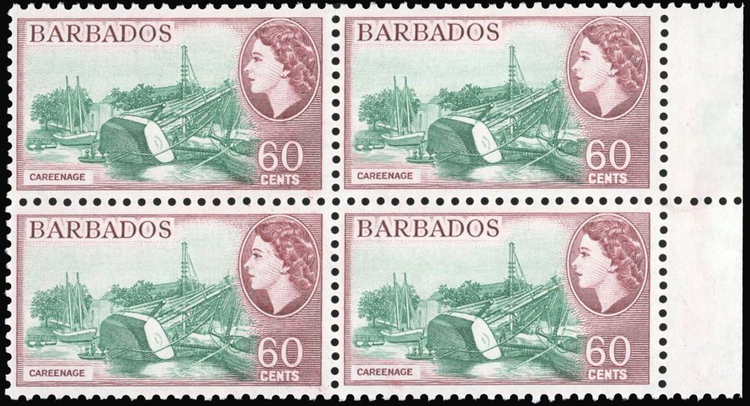 Stanley Gibbons BARBADOS N°299a Bloc de 4 Neuf avec gomme intacte
