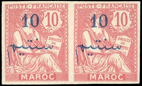 Yvert et Tellier MAROC BUREAUX Français N°12a Paire Neuf avec gomme
