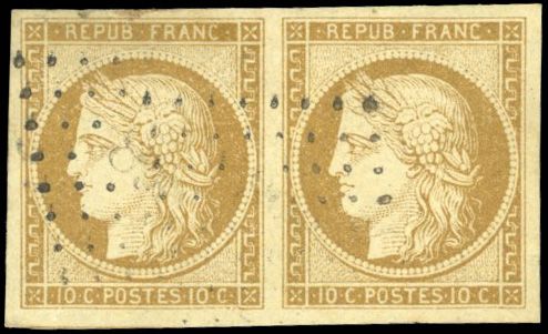 Yvert et Tellier Cérès 1849 1850 N°1 Paire Oblitéré