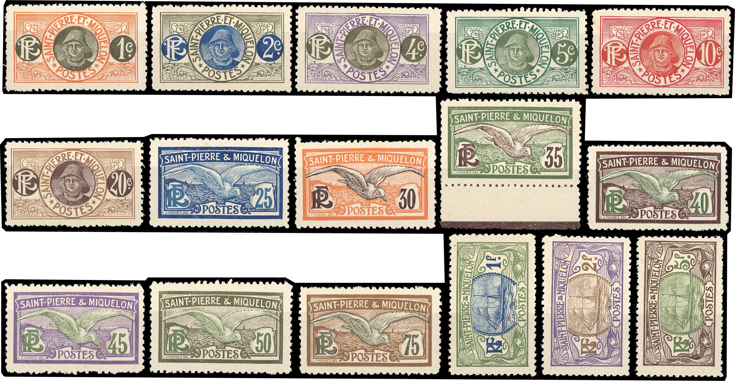 Yvert et Tellier SAINT PIERRE ET MIQUELON N°78 / 93 sf 82A Individuel Neuf avec gomme intacte