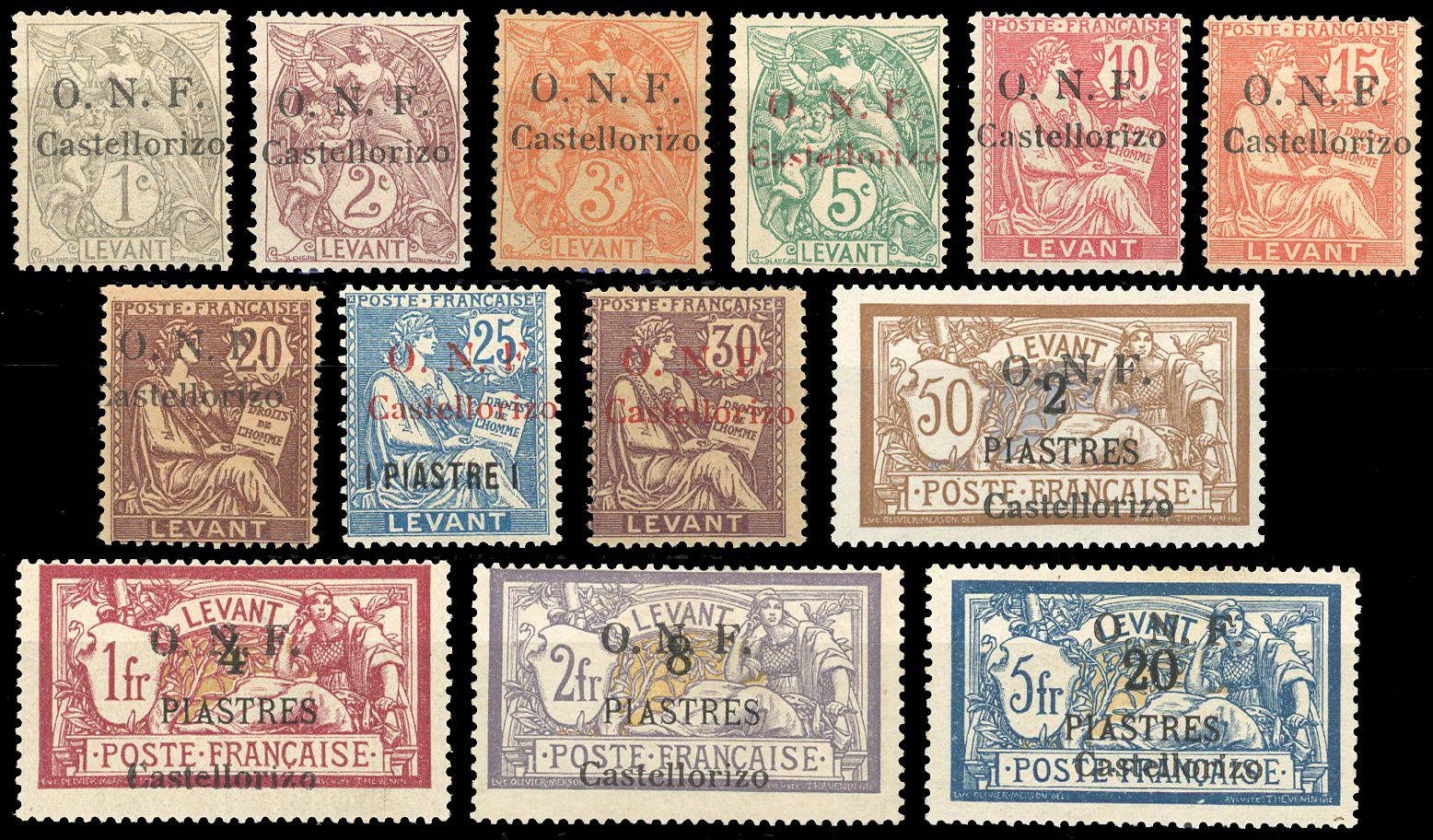 Yvert et Tellier CASTELLORIZO N°14/26 sf 23 Individuel Neuf avec gomme