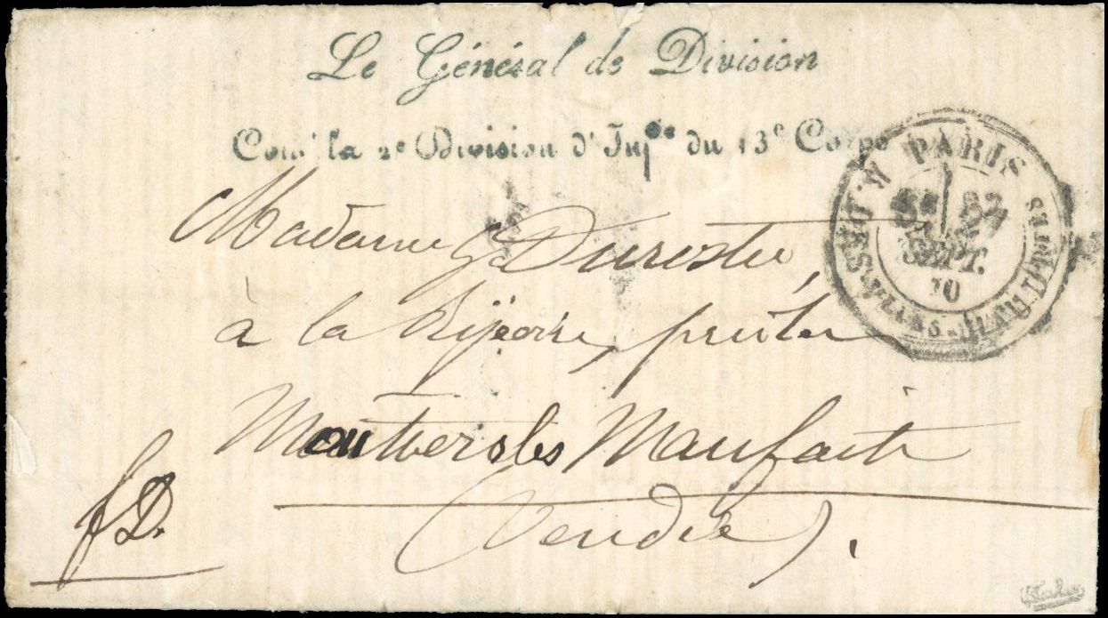 Yvert et Tellier Ballons Montés 1870 N°0 Individuel Oblitéré