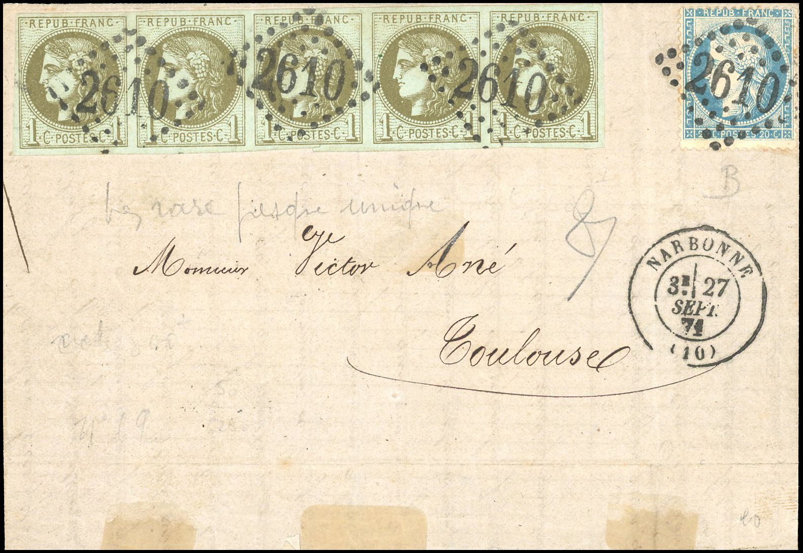 Yvert et Tellier Emission de Bordeaux 1870 1871 N°39B + 37 Multiple Oblitéré