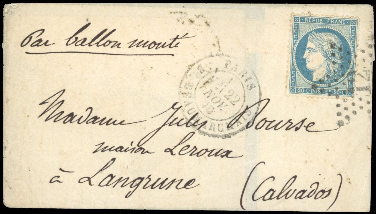 Yvert et Tellier Ballons Montés 1870 N°37 Individuel Oblitéré
