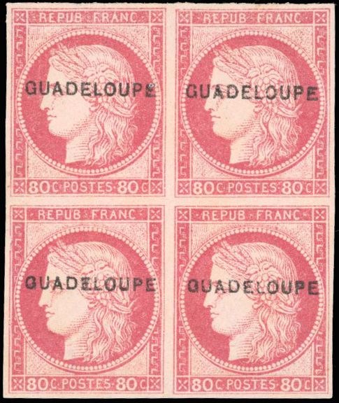Yvert et Tellier GUADELOUPE N°13 Bloc de 4 Neuf avec gomme