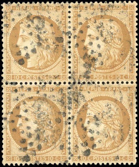 Yvert et Tellier Siège de Paris 1870 1871 N°36 Bloc de 4 Oblitéré
