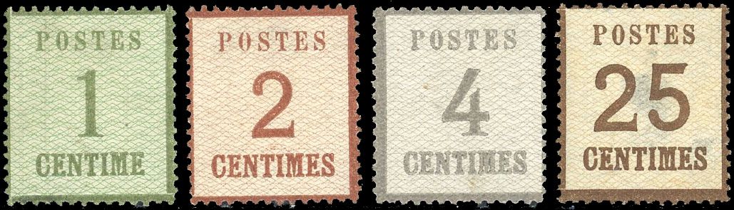 Yvert et Tellier Alsace Lorraine Timbres détachés N°1 + 2 + 3 + 7 Individuel Neuf sans gomme