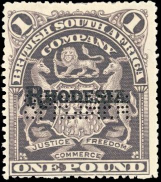 Stanley Gibbons RHODESIA N°109 / 113 Individuel Neuf avec gomme