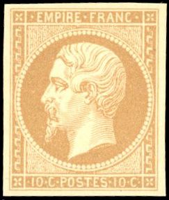 Yvert et Tellier Empire non dentelé 1853 1860 N°13B Individuel Neuf avec gomme