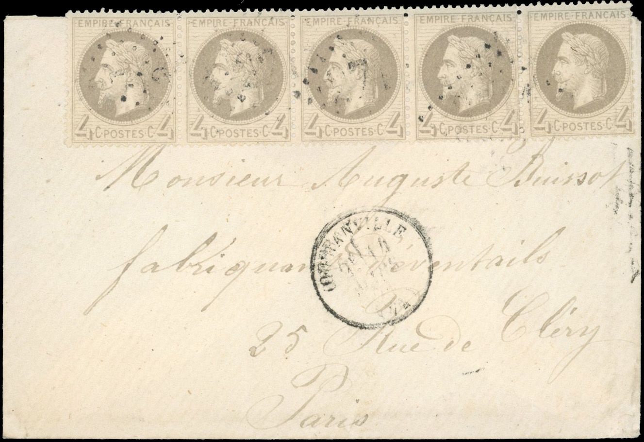 Yvert et Tellier Empire Lauré 1863 1870 N°27B Multiple Oblitéré