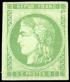 Yvert et Tellier Emission de Bordeaux 1870 1871 N°42A Individuel Neuf avec gomme