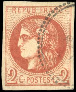 Yvert et Tellier Emission de Bordeaux 1870 1871 N°40Bf Individuel Oblitéré