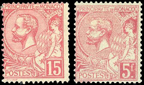 Yvert et Tellier MONACO N°15 + 21 Individuel Neuf avec gomme
