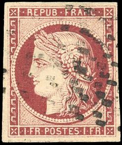 Yvert et Tellier Cérès 1849 1850 N°6 Individuel Oblitéré