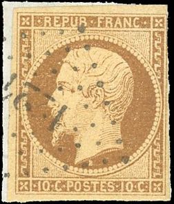 Yvert et Tellier Présidence 1852 N°9a Individuel Oblitéré