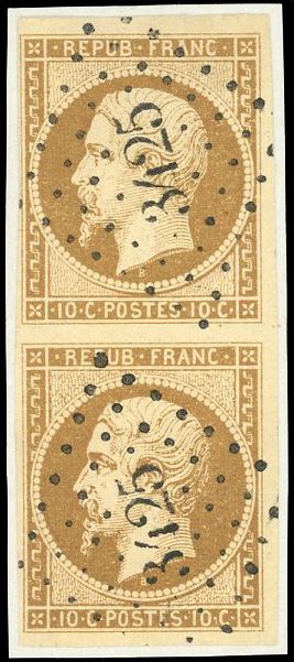 Yvert et Tellier Présidence 1852 N°9 Paire Oblitéré