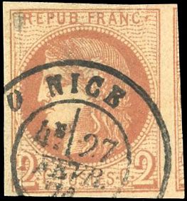 Yvert et Tellier Emission de Bordeaux 1870 1871 N°40B Individuel Oblitéré