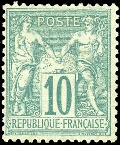 Yvert et Tellier Groupe allégorique 1876 1900 N°65 Individuel Neuf avec gomme