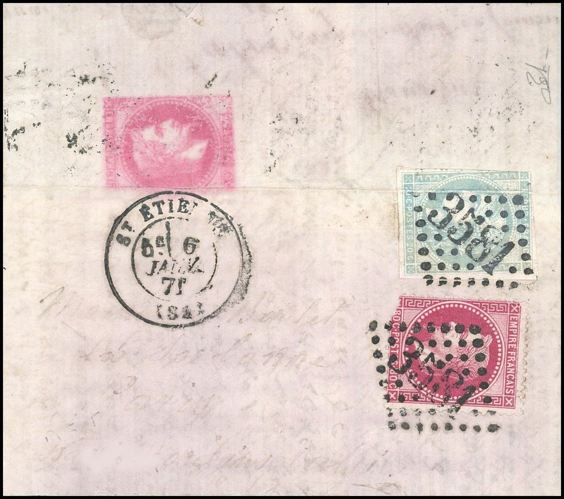 Yvert et Tellier Boule de Moulins 1870 N°46 + 32 Individuel Oblitéré