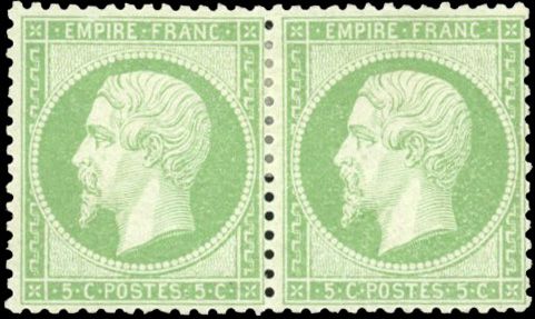 Yvert et Tellier Empire dentelé 1862 N°20 Paire Neuf avec gomme