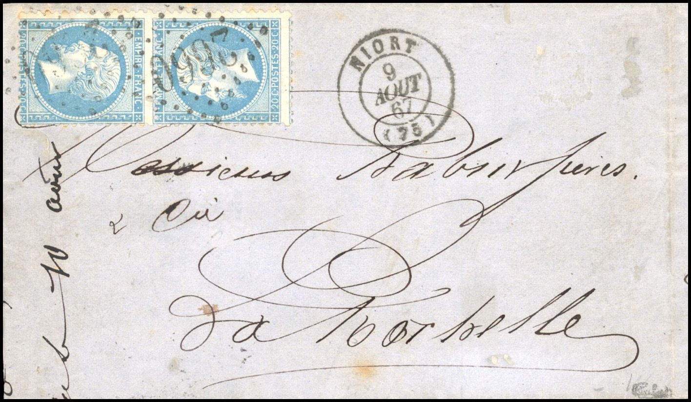 Yvert et Tellier Empire dentelé 1862 N°22b Paire Oblitéré