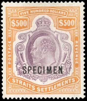 Stanley Gibbons MALAYSIA - STRAITS SETTLEMENTS N°168s Individuel Neuf avec gomme