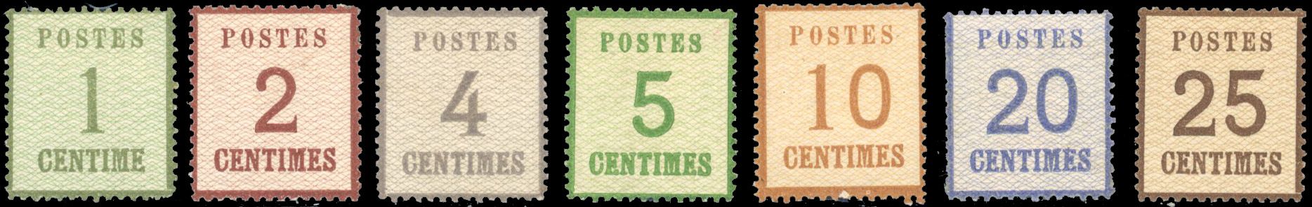 Yvert et Tellier Alsace Lorraine Timbres détachés N°1 / 7 Individuel Neuf avec gomme
