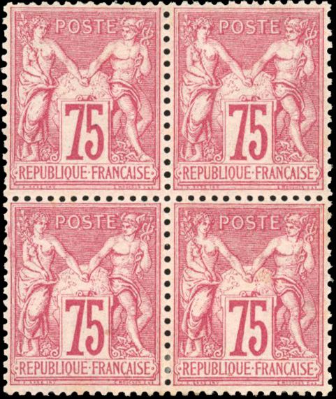 Yvert et Tellier Groupe allégorique 1876 1900 N°71 Bloc de 4 Neuf avec gomme