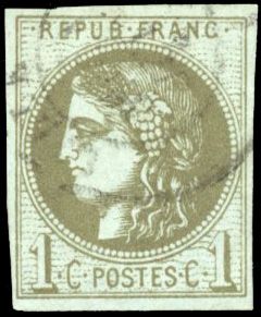 Yvert et Tellier Emission de Bordeaux 1870 1871 N°39C Individuel Oblitéré
