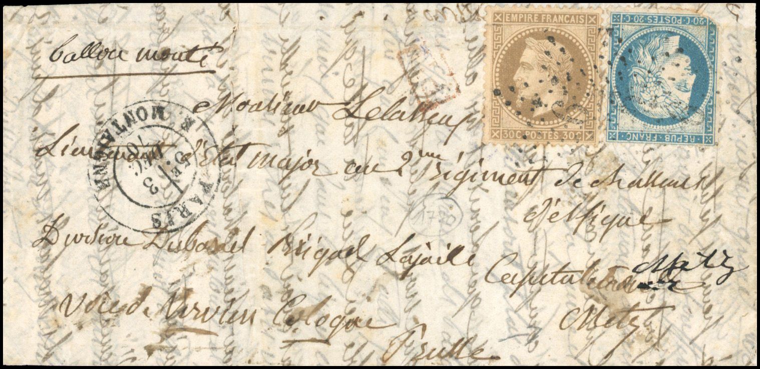 Yvert et Tellier Ballons Montés 1870 N°30+ 37 Individuel Oblitéré