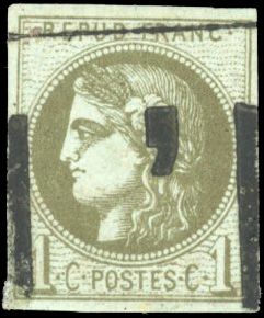 Yvert et Tellier Emission de Bordeaux 1870 1871 N°39C Individuel Oblitéré