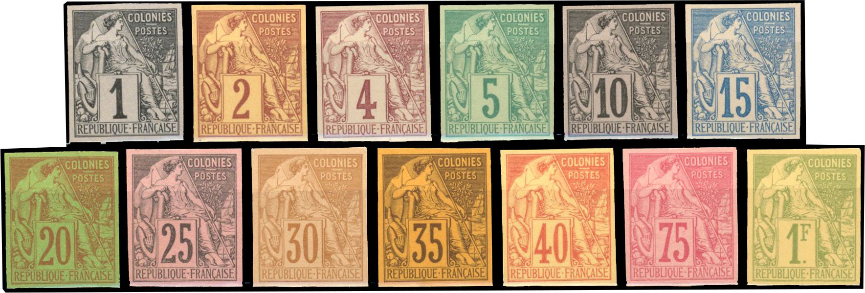 Yvert et Tellier COLONIES GENERALES N°46 / 59 Individuel Neuf sans gomme