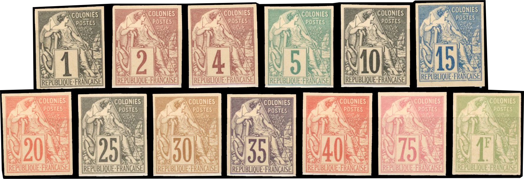 Yvert et Tellier COLONIES GENERALES N°46 / 59 Individuel Neuf sans gomme