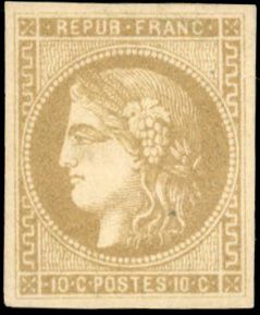 Yvert et Tellier Emission de Bordeaux 1870 1871 N°43Ab Individuel Neuf avec gomme