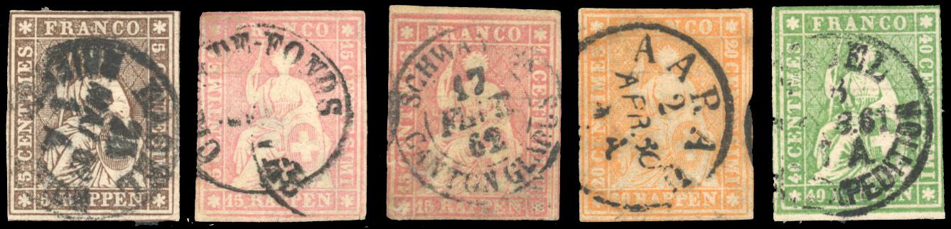 Zumstein SUISSE N°22+ 24x2 + 25 Individuel Oblitéré