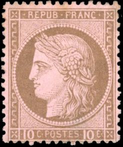 Yvert et Tellier Cérès dentelé 1871 1875 N°54 Individuel Neuf avec gomme
