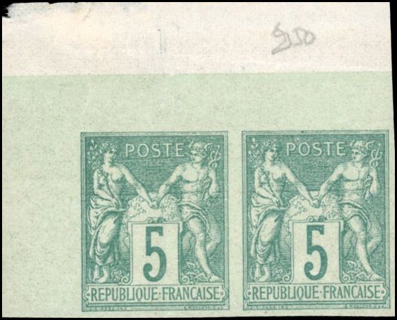 Yvert et Tellier Groupe allégorique 1876 1900 N°64a Paire Neuf avec gomme intacte