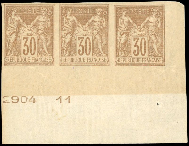 Yvert et Tellier Groupe allégorique 1876 1900 N°80b Bande de 3 Neuf sans gomme
