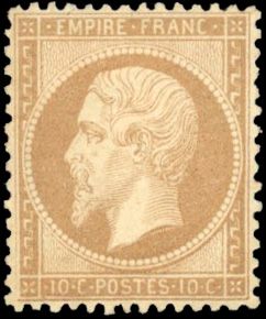 Yvert et Tellier Empire dentelé 1862 N°21 Individuel Neuf avec gomme