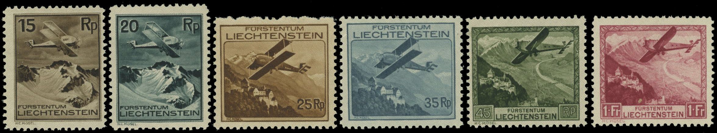 Yvert et Tellier LIECHTENSTEIN N°1/6 Individuel Neuf avec gomme