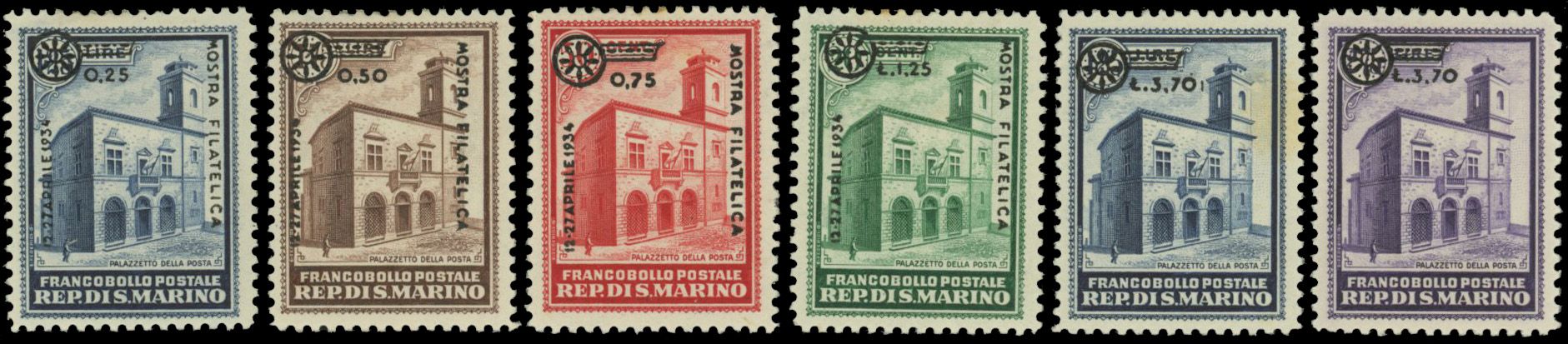 Yvert et Tellier SAINT MARIN N°180/185 Individuel Neuf avec gomme