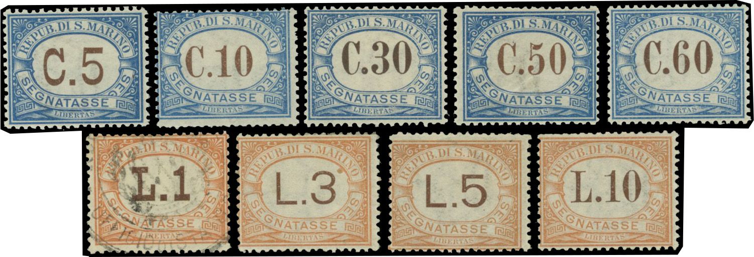 Yvert et Tellier SAINT MARIN N°19/27 Individuel Neuf avec gomme